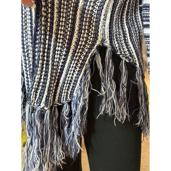 Derek Heart Blue White Open Cardigan with Tassels Size Medium - Picture 4 of 4